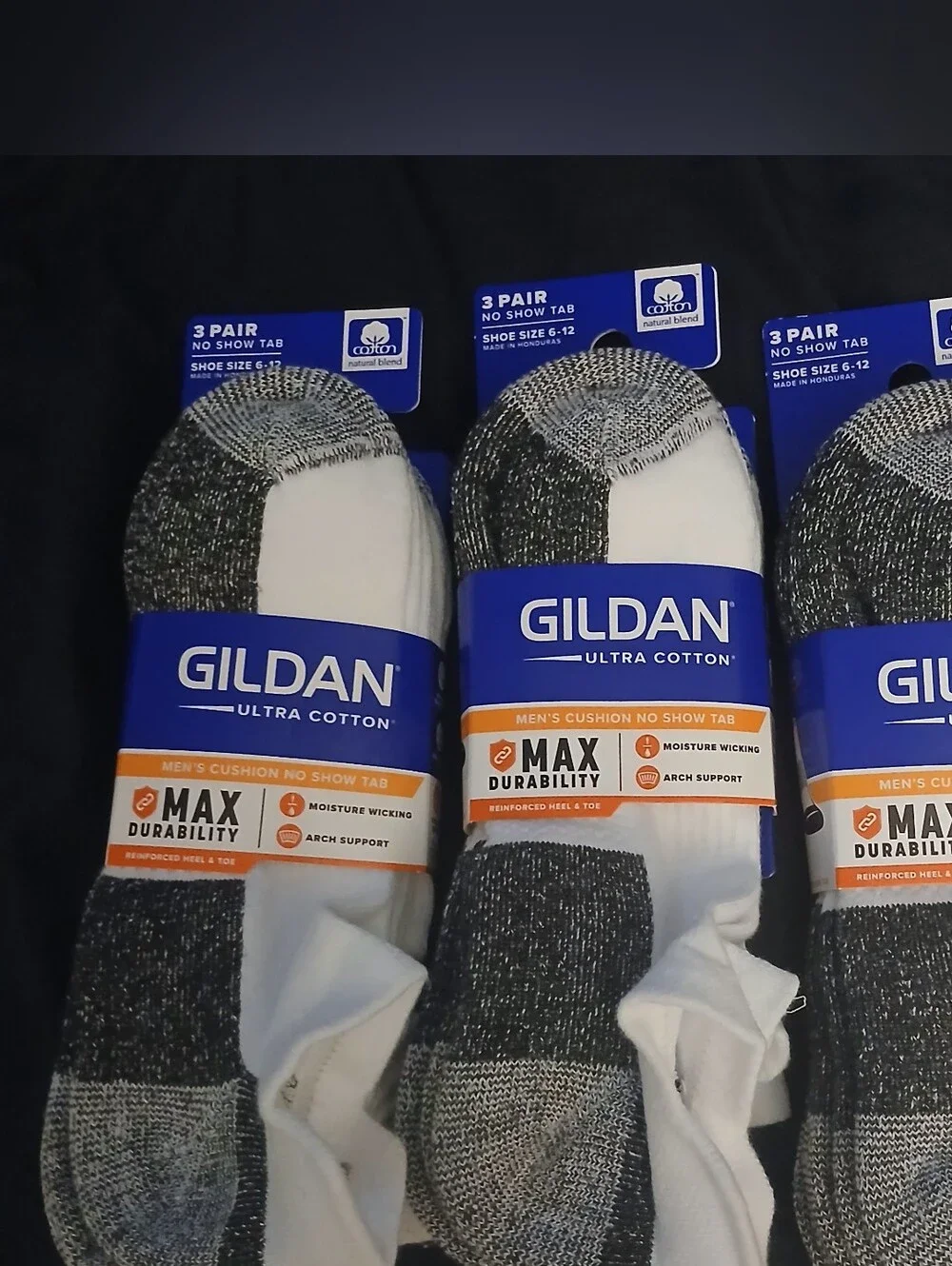 9 Pairs Gildan Ultra Cotton Mens Cushion No Show Tab Socks White Cushioned New
